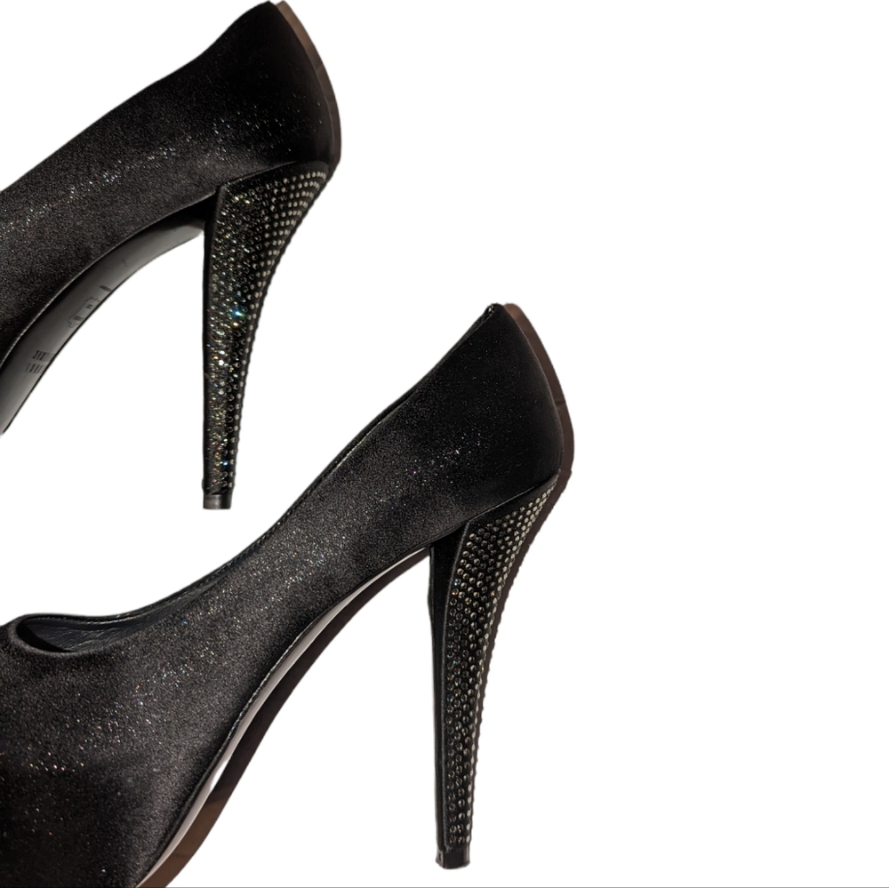 Stuart Weitzman Suede Leather Satin Diamond Crystal Platform Pumps Heels - Picture 15 of 15